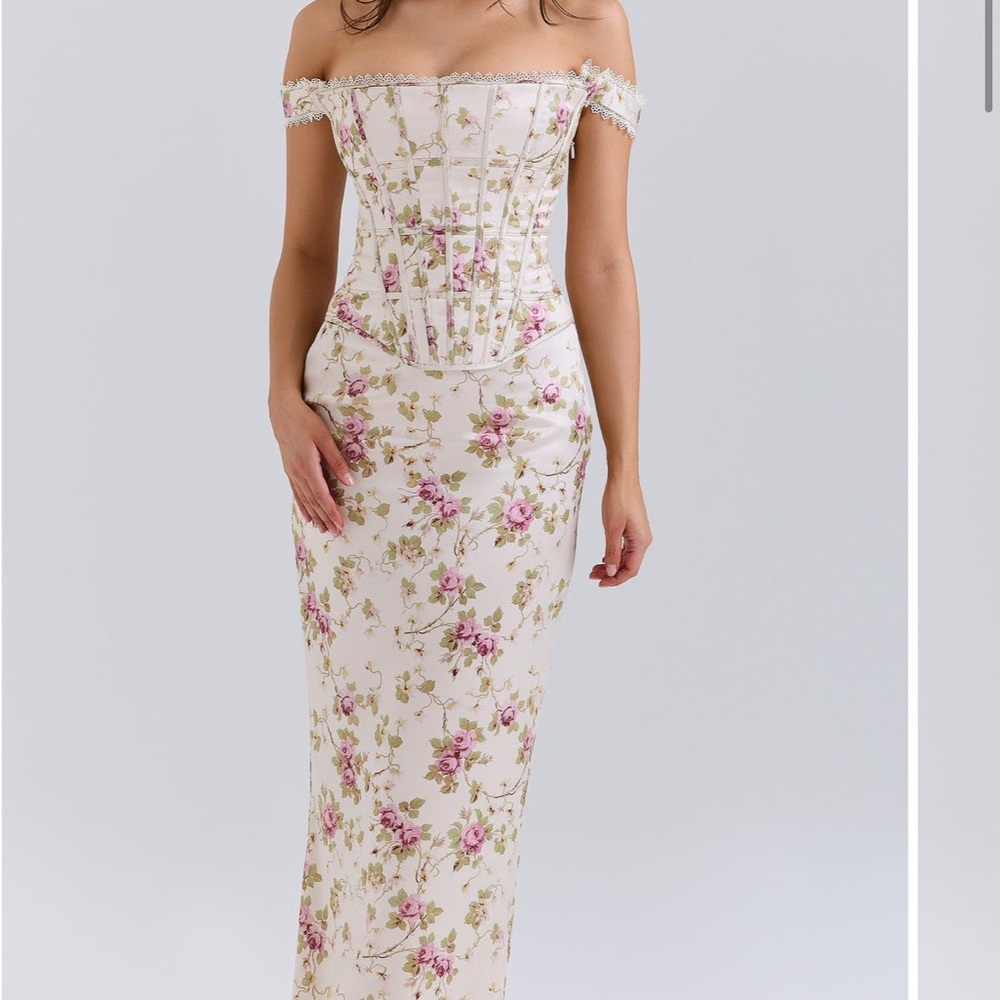 HOUSE OF CB Isis Floral Corset Bodice Gown, SIZE MEDIUM